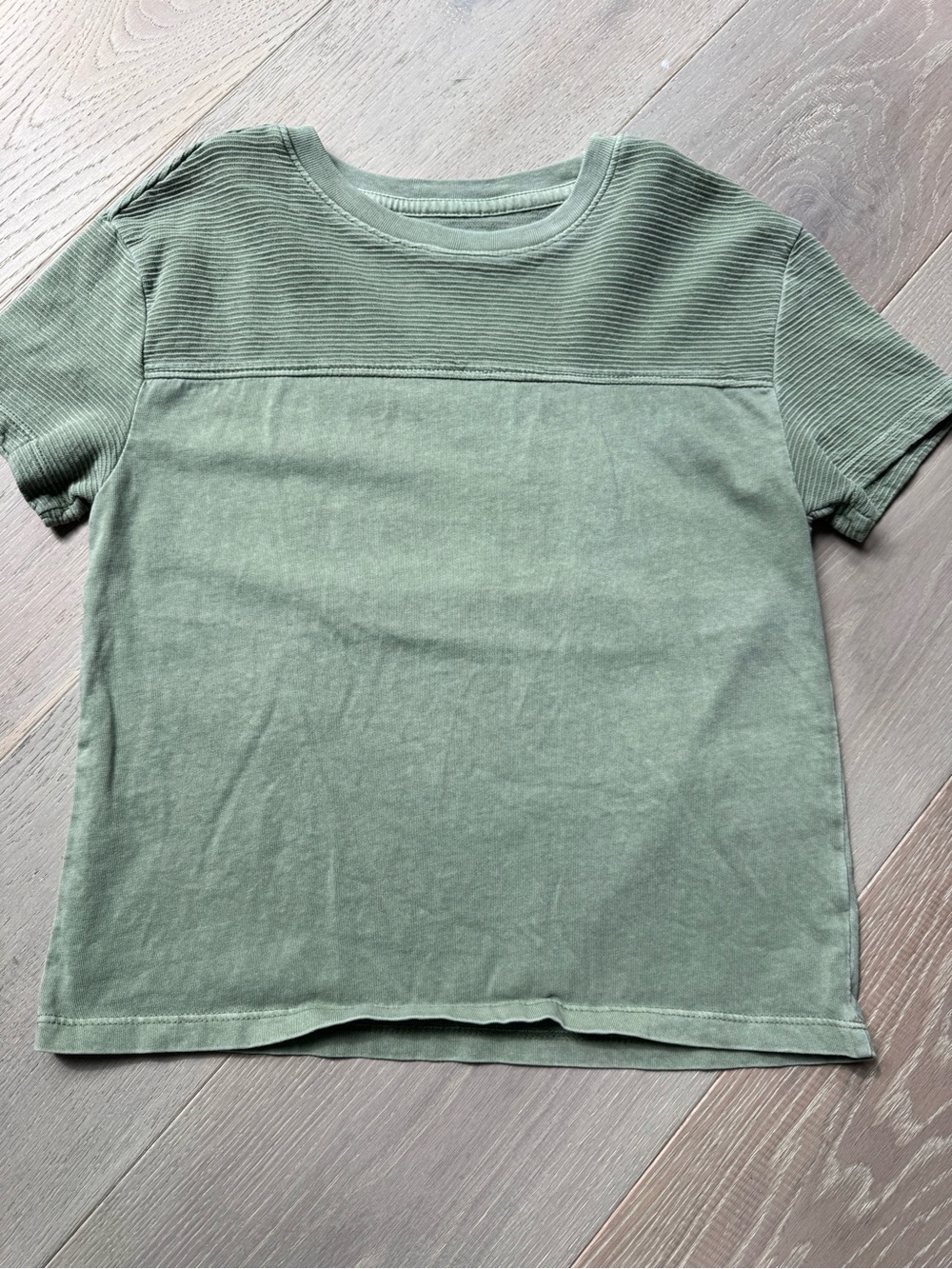Cat & Jack Sage Green Short Sleeve Rib Yoke Tee